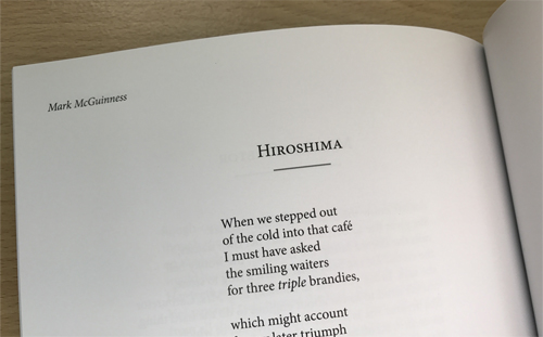Opening lines of Hiroshima by Mark McGuinness, from Oxford Poetry magazine